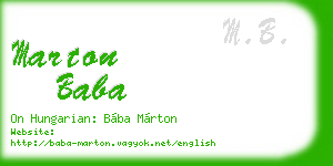 marton baba business card